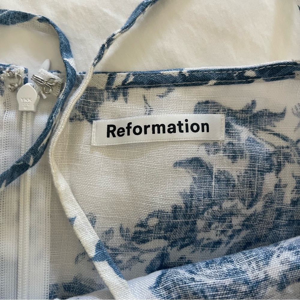 Reformation Blue and White Floral Mini Dress - Picture 3 of 4
